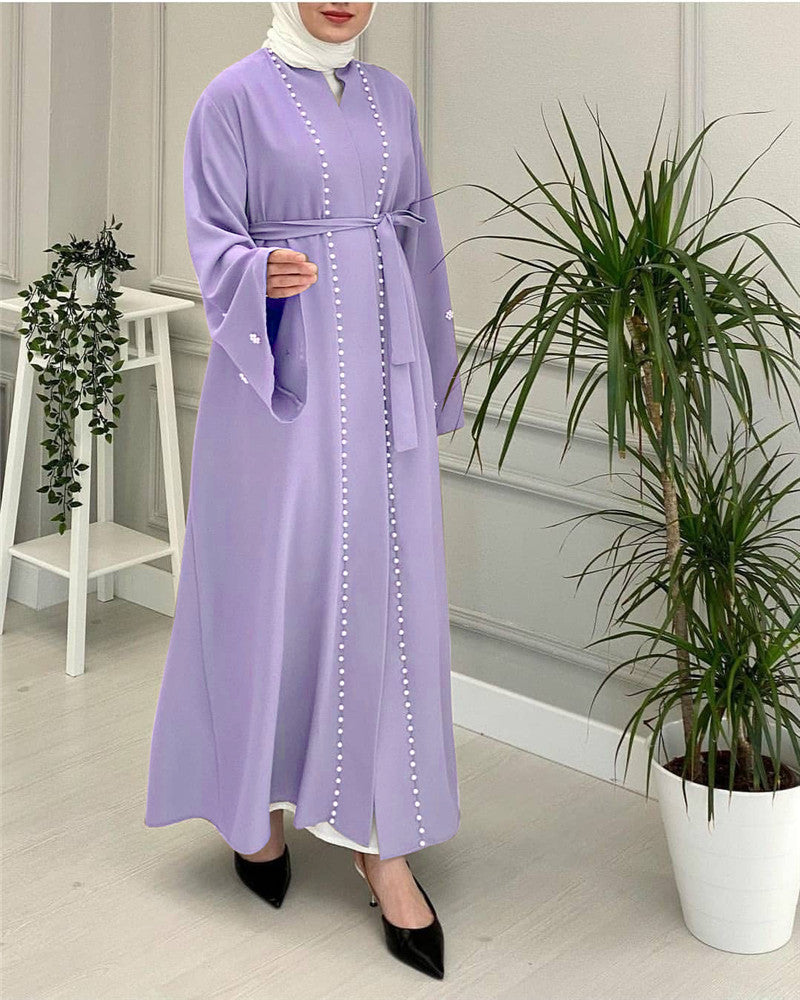 Elegant Pearl Kaftan Abaya - Modest Luxury Dress