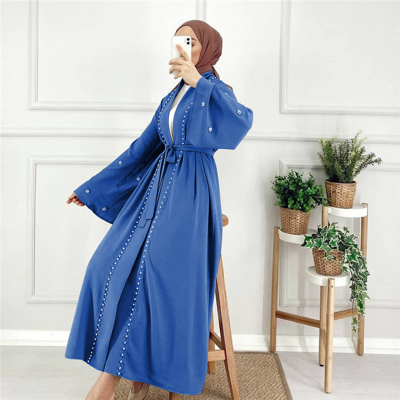 Elegant Pearl Kaftan Abaya - Modest Luxury Dress