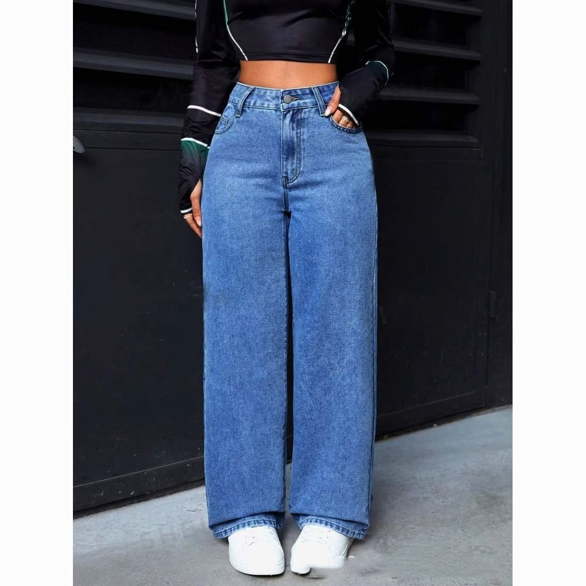 Sweet And Spicy Style High Waist Boy Friend Straight Jeans Women's Clothing